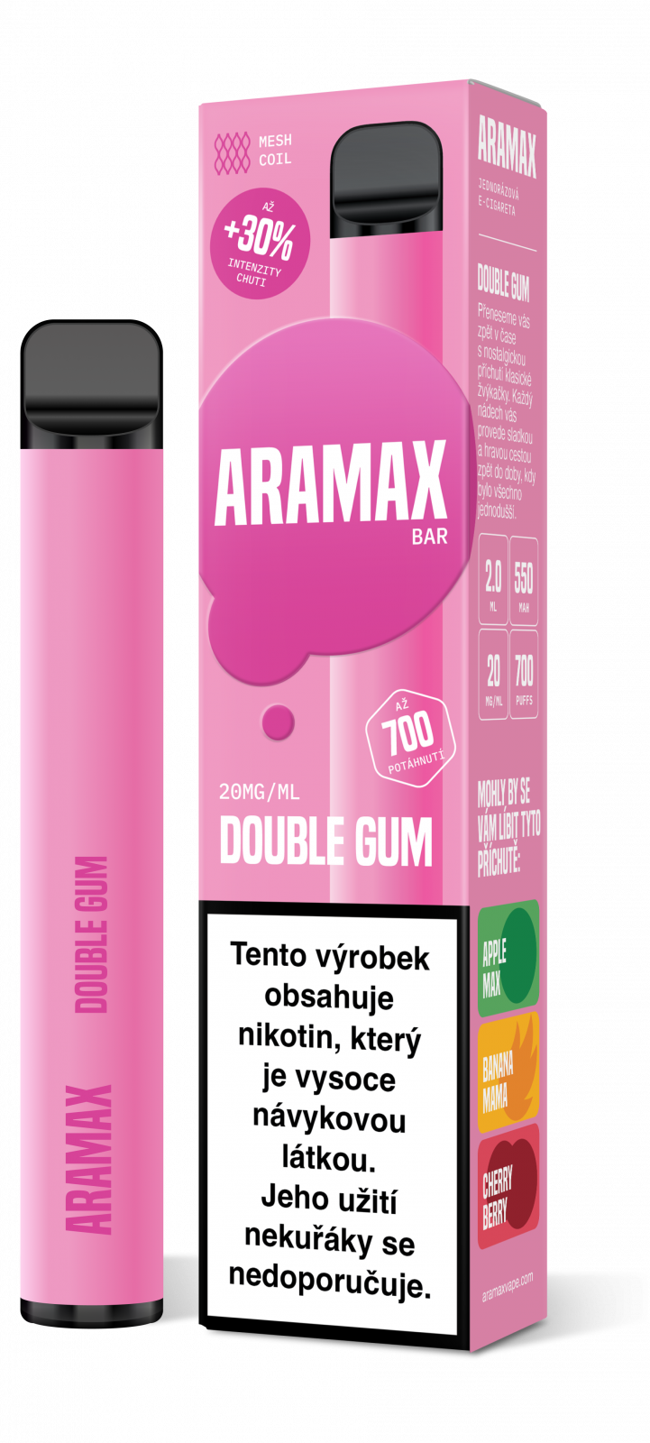 DOUBLE GUM 20mg/ml - Aramax Bar 700 - jednorázová e-cigareta